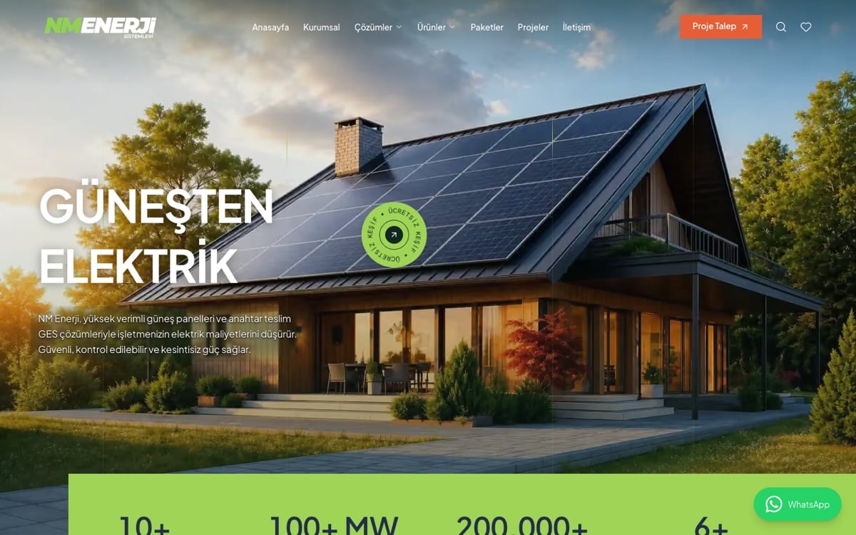 NM Enerji web sitesinin ekran görüntüsü