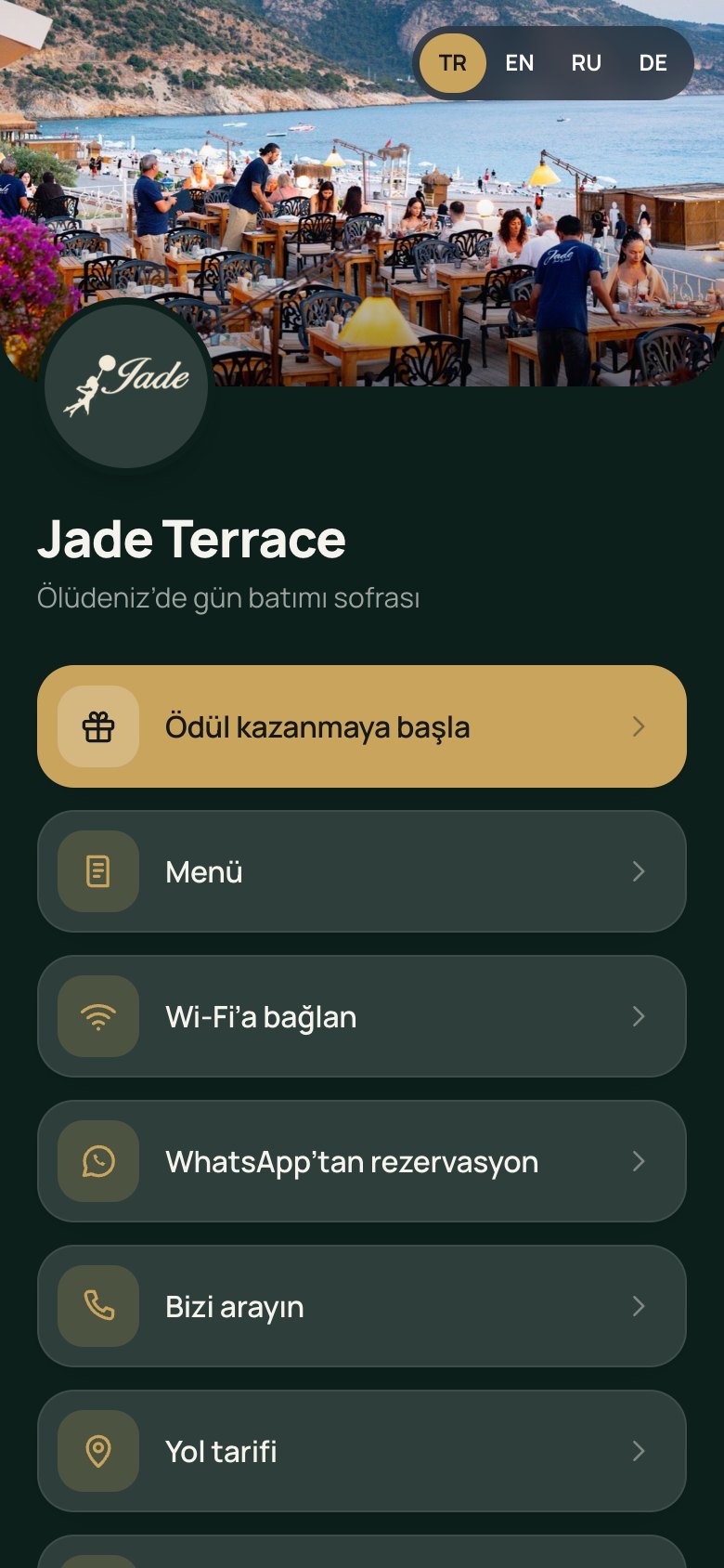 Restoran NFC Uygulaması web sitesinin ekran görüntüsü