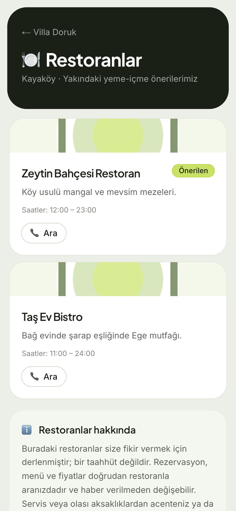 Villa Karşılama Kitabı — Bölge rehberi web sitesinin ekran görüntüsü